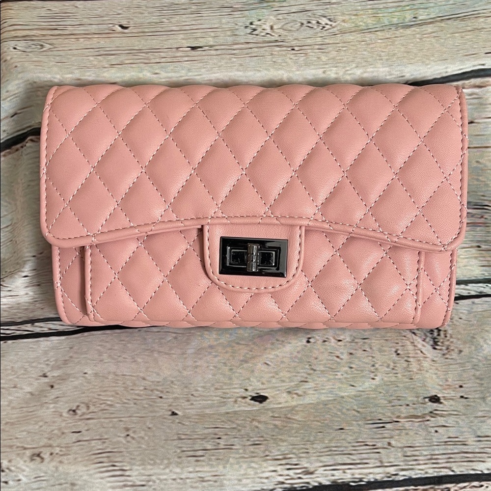 Designer-inspired Quilted Pink Clutch